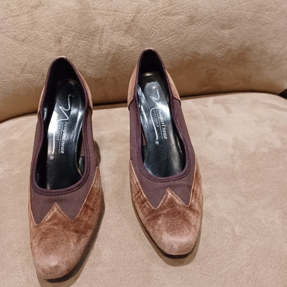 Brown Suede and Material Heel